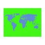 Digital pixel bitmap world map graphic post card