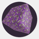 Digital Purple Cube Art Round Sticker