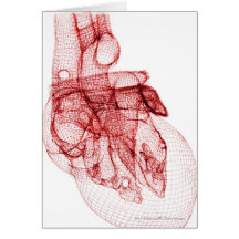 Digital wireframe of the human heart greeting cards