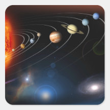 Digitally generated image of our solar system sticker