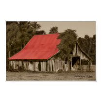 Dilapidated Red-Roofed Barn Print posters