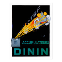 Dinin Accumulateurs /  Car Battery ~ Vintage Ad Postcards