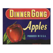 dinner gong apples postcard
