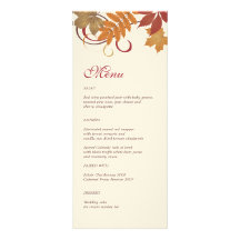 Dinner Menu Card | Autumn Falling Leaves Custom Invite