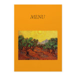 dinner menu card. Vincent van Gogh. Personalised Announcement