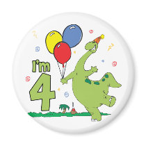 Dino 4th Birthday Magnets