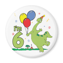 Dino 6th Birthday Magnets