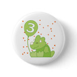 Dino Baby 3rd Birthday Buttons