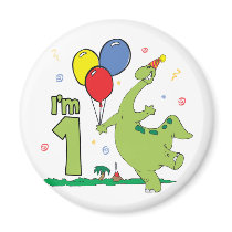 Dino First Birthday Magnet