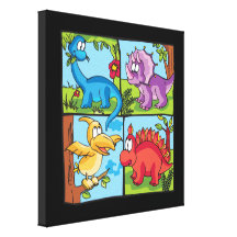 Dino Friends Stretched Canvas Print