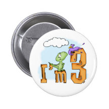 Dino Fun 3rd Birthday Pinback Buttons