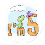 Dino Fun 5th Birthday Round Sticker