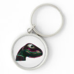 Dino Head Abstract Neon Key Chains