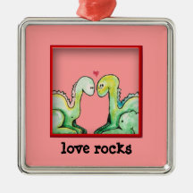 Dino Love Rocks Christmas Ornaments