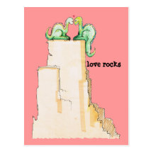 Dino Love Rocks Post Cards