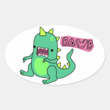 Dino Rawr Oval Sticker