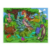 dinos_playing post card