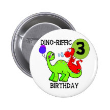 Dinosaur 3rd Birthday Tshirts and Gifts Buttons