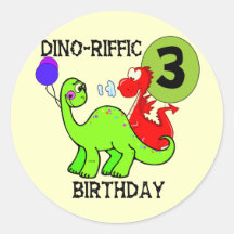 Dinosaur 3rd Birthday Tshirts and Gifts Round Stickers