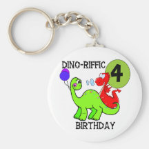 Dinosaur 4th Birthday Tshirts and Gifts Key Chain