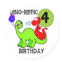 Dinosaur 4th Birthday Tshirts and Gifts Sticker