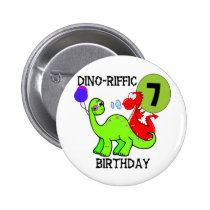 Dinosaur 7th Birthday T-shirts and Gifts buttons
