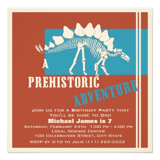 Dinosaur Birthday Adventure Party Personalized Announcement