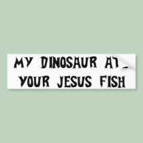 Dinosaur Eats Jesus Fish bumper stickers