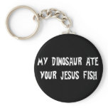 Dinosaur Eats Jesus Fish keychains