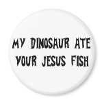 Dinosaur Eats Jesus Fish magnets