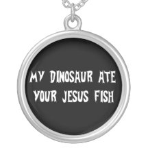 Dinosaur Eats Jesus Fish Necklace