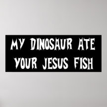 Dinosaur Eats Jesus Fish Poster