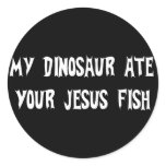 Dinosaur Eats Jesus Fish stickers