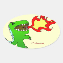 Dinosaur or Dragon by little t + Jessica Jimerson Oval Stickers