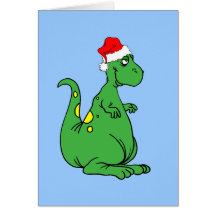 dinosaur Santa Greeting Card