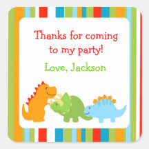 Dinosaurs Favour Stickers Seals Labels