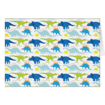 Dinosuar Designs Blue and Green Pattern Dino Gifts Greeting Card