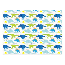 Dinosuar Designs Blue and Green Pattern Dino Gifts Postcard
