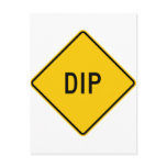 Dip Highway Warning Sign postcards