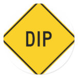 Dip Highway Warning Sign stickers