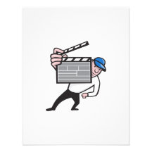 Director With Movie Clapboard Cartoon Invitations