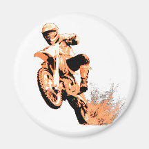 Dirt Bike Blasting Thru (Orange) Magnets