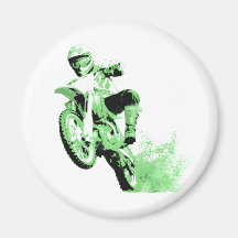 Dirt Bike Wheeling in Mud (Green) Fridge Magnet