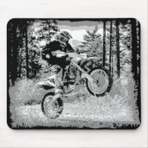 Dirt bike wheeling in the woods mouse mats
