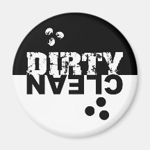 Dirty/Clean Dishwasher Magnet Black and White