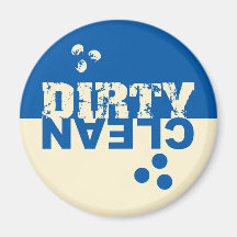 Dirty/Clean Dishwasher Magnet Blue and Cream