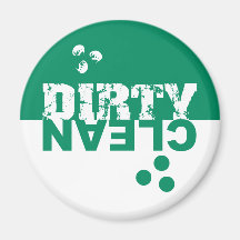 Dirty/Clean Dishwasher Magnet Green and White