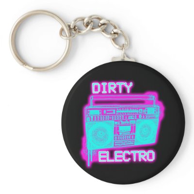 DIRTY ELECTRO dance club DJ girls an guys neon Key Chains by dustyvinyldesign
