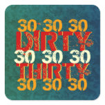 Dirty Thirty (30) Birthday Party Teal Red Gold Square Stickers