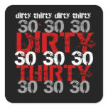Dirty Thirty Birthday Party Black Silver Red Square Stickers